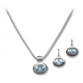 Sterling Silver and Blue Topaz Earring and Necklace Set
